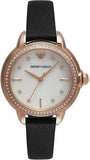 Emporio Armani Mia Mother of Pearl Dial Black Leather Strap Watch for Women - AR11598 Buy Now By Emporio Armani
