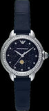 Emporio Armani Mia Moonphase Blue Dial Blue Leather Strap Watch for Women - AR11629 Buy Now By Emporio Armani