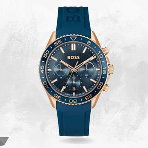 Hugo Boss Runner Chronograph Blue Dial Blue Silicone Strap Watch for Men - 1514169 Buy Now By Hugo Boss