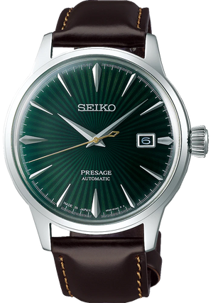 Seiko Presage Cocktail Time Automatic Green Dial Brown Leather Strap Watch for Men - SRPD37J1 Authentic Buy Shop Now