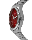 Tissot PRX Quartz Red Dial Silver Steel Strap Watch for Women - T137.210.11.421.00 Authentic Buy Shop Now