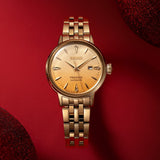 Seiko Presage Cocktail Time Automatic Diamonds Gold Dial Gold Steel Strap Watch for Women - SRE018J1 Authentic Buy Shop Now