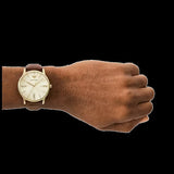 Emporio Armani Minimalist Quartz Gold Dial Brown Leather Strap Watch for Men - AR11610 Buy Now By Emporio Armani