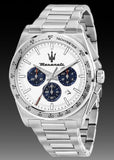 Maserati Velocità Chronograph White Dial Silver Steel Strap Watch for Men - R8873652007 Authentic Buy Shop Now