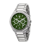 Maserati Stile Chronograph Green Dial Silver Steel Strap Watch for Men - R8873642011 Authentic Buy Shop Now