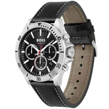 Hugo Boss Troper Chronograph Black Dial Black Leather Strap Watch for Men - 1514055 Authentic Buy Shop Now