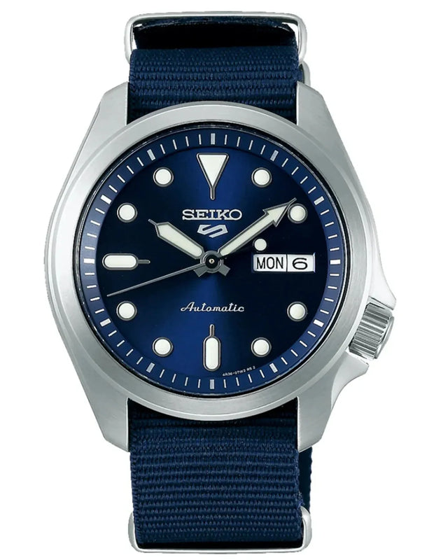 Seiko 5 Sports Automatic Blue Dial Blue Nylon Strap Watch for Men - SRPE63K1 Authentic Buy Shop Now