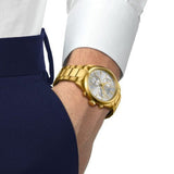 Tissot PR 100 Chronograph White Dial Gold Steel Strap Watch for Men - T150.417.33.031.00 Authentic Buy Shop Now