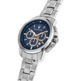 Maserati Successo Chronograph Blue Dial Silver Steel Strap Watch for Men - R8873621037 Authentic Buy Shop Now