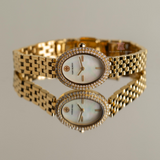 Tory Burch Oval Mother of Pearl Dial Gold Steel Strap Watch for Women - TBW6034 Buy Now By Tory Burch