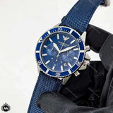 Emporio Armani World Explorer Chronograph Blue Dial Blue Nylon Strap Watch for Men - AR11588 Buy Now By Emporio Armani