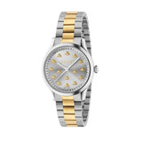 Gucci G Timeless 18K Gold Silver Dial Two Tone Steel Strap Watch for Women - YA1265032 Authentic Buy Shop Now
