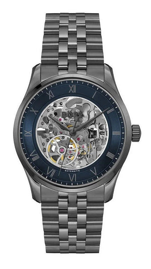 Hugo Boss Principle Skeleton Blue Dial Grey Steel Strap Watch for Men - 1514254 Authentic Buy Shop Now