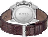 Hugo Boss Skytraveller Chronograph Blue Dial Brown Leather Strap Watch for Men - 1514194 Buy Now By Hugo Boss