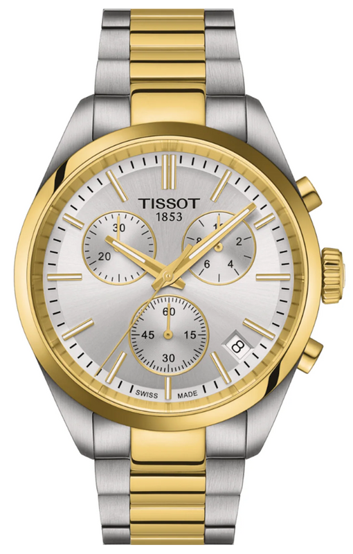 Tissot PR 100 Chronograph Silver Dial Two Tone Steel Strap Watch for Men - T150.417.22.031.00 Authentic Buy Shop Now