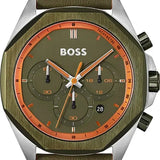 Hugo Boss Cloud Chronograph Olive Green Dial Green Leather Strap Watch for Men - 1514018 Authentic Buy Shop Now