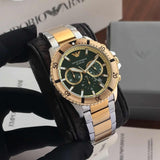 Emporio Armani Sea Explorer Chronograph Green Dial Two Tone Steel Strap Watch for Men - AR11586 Buy Now By Emporio Armani