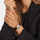 Emporio Armani Genni Silver Dial Black Leather Strap Watch for Women - AR11624 Buy Now By Emporio Armani