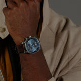 Hugo Boss Skytraveller Chronograph Blue Dial Brown Leather Strap Watch for Men - 1514194 Buy Now By Hugo Boss