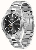 Hugo Boss Troper Chronograph Automatic Black Dial Silver Steel Strap Watch for Men - 1514202 Authentic Buy Shop Now