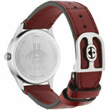 Gucci G Timeless Quartz Silver Dial Maroon Leather Strap Watch for Women - YA1265057 Authentic Buy Shop Now