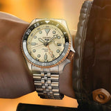 Seiko 5 GMT Sport Asia Exclusive Limited Edition Off White Dial Silver Steel Strap Watch for Men - SSK046K1 Buy Now By Seiko
