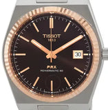 Tissot PRX Powermatic 80 18K Gold Brown Dial Silver Steel Strap Watch for Men - T931.407.41.291.00 Authentic Buy Shop Now