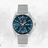 Hugo Boss Skytraveller Chronograph Blue Dial Silver Mesh Strap Watch for Men - 1514149 Buy Now By Hugo Boss