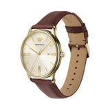 Emporio Armani Minimalist Quartz Gold Dial Brown Leather Strap Watch for Men - AR11610 Buy Now By Emporio Armani