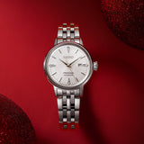 Seiko Presage Cocktail Time Automatic Diamonds White Dial Silver Steel Strap Watch for Women - SRE017J1 Authentic Buy Shop Now