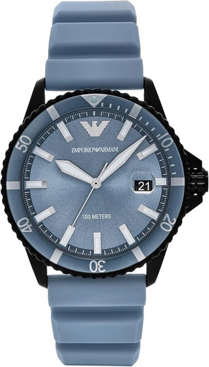 Emporio Armani Sea Explorer Divers Blue Dial Blue Silicone Strap Watch for Men - AR11685 Buy Now By Emporio Armani