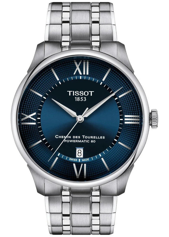 Tissot Chemin Des Tourelles Powermatic 80 Blue Dial Silver Steel Strap Watch for Men - T139.407.11.048.00 Authentic Buy Shop Now