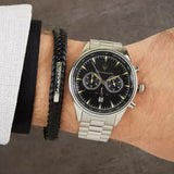 Maserati Tradizione Chronograph Black Dial Silver Steel Strap Watch for Men - R8873646004 Authentic Buy Shop Now