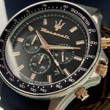 Maserati SFIDA Chronograph Black Dial Black Silicone Strap Watch for Men - R8871640005 Authentic Buy Shop Now