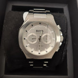 Hugo Boss Taper Chronograph White Dial Silver Steel Strap Watch for Men - 1514087 Authentic Buy Shop Now