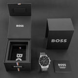 Hugo Boss Avery Chronograph Black Dial Silver Steel Strap Watch for Men - 1514157 Authentic Buy Shop Now