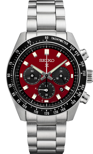 Seiko Prospex US Special Edition Speedtimer Solar Chronograph Red Dial Silver Steel Strap Watch for Men - SSC927 Buy Now By Seiko
