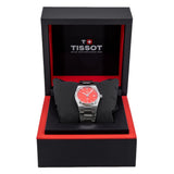 Tissot PRX Quartz Red Dial Silver Steel Strap Watch for Women - T137.210.11.421.00 Authentic Buy Shop Now