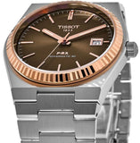 Tissot PRX Powermatic 80 18K Gold Brown Dial Silver Steel Strap Watch for Men - T931.407.41.291.00 Authentic Buy Shop Now