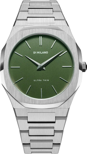 D1 Milano Ultra Thin Moss Green Dial Silver Steel Strap Watch for Men - D1-UTBJ06 Authentic Buy Shop Now