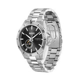 Hugo Boss Troper Chronograph Automatic Black Dial Silver Steel Strap Watch for Men - 1514202 Authentic Buy Shop Now