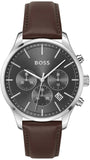 Hugo Boss Avery Chronograph Grey Dial Brown Leather Strap Watch for Men - 1514155 Authentic Buy Shop Now
