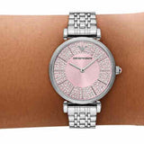 Emporio Armani Gianni T-Bar Pink Dial Silver Steel Strap Watch for Women - AR11686 Buy Now By Emporio Armani