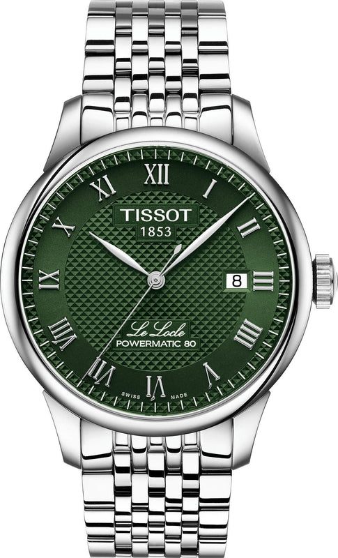Tissot Le Locle Powermatic 80 Automatic Green Dial Silver Steel Strap Watch for Men - T006.407.11.093.00 Authentic Buy Shop Now