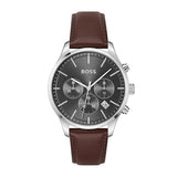 Hugo Boss Avery Chronograph Grey Dial Brown Leather Strap Watch for Men - 1514155 Authentic Buy Shop Now