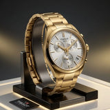 Tissot PR 100 Chronograph White Dial Gold Steel Strap Watch for Men - T150.417.33.031.00 Authentic Buy Shop Now