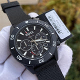 Hugo Boss Admiral Chronograph Black Dial Black Nylon Strap Watch for Men - 1513918 Authentic Buy Shop Now