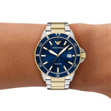 Emporio Armani World Explorer Blue Dial Two Tone Steel Strap Watch for Men - AR11682 Buy Now By Emporio Armani