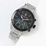 Maserati Traguardo Chronograph Black Dial Silver Steel Strap Watch for Men - R8873612061 Authentic Buy Shop Now