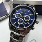 Maserati Attrazione Chronograph Blue Dial Silver Steel Strap Watch for Men - R8853151005 Authentic Buy Shop Now